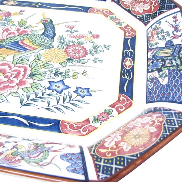 Vintage Oriental Trading CO. Rectangular Octagon Porcelain‎ Platter Serving Tray - Picture 8 of 12